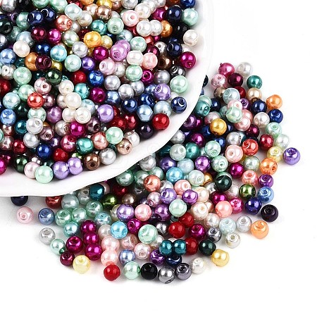 Baking Painted Pearlized Glass Pearl Beads HY-Q003-4mm-M01-1