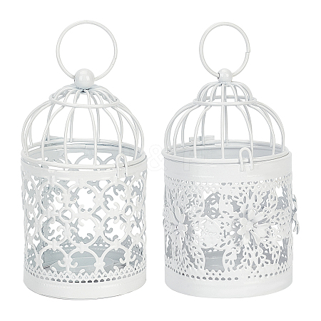 AHANDMAKER Metal Iron Birdcage Candle Holder AJEW-GA0002-27-1