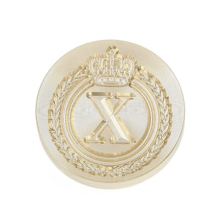 Golden Tone Crown Initial Wax Seal Brass Stamp Heads AJEW-A065-01X-1