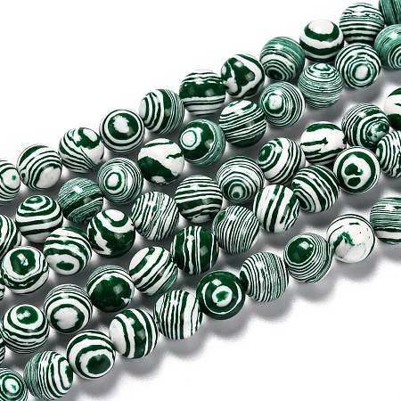 Synthetic Malachite Beads Strands X-G-I199-32-6mm-F-1