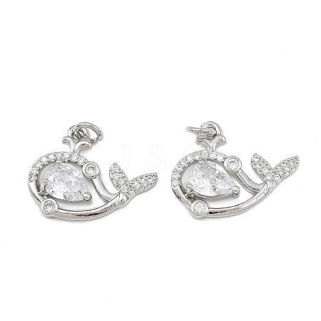 Brass Micro Pave Cubic Zirconia Pendants KK-K407-57S-1