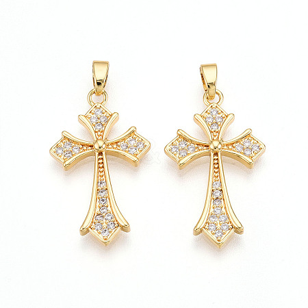 Brass Micro Pave Cubic Zirconia Pendants KK-N257-31G-1