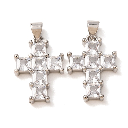 Brass Pave Clear Cubic Zirconia Pendants CU-CBA2907-01D-P-1
