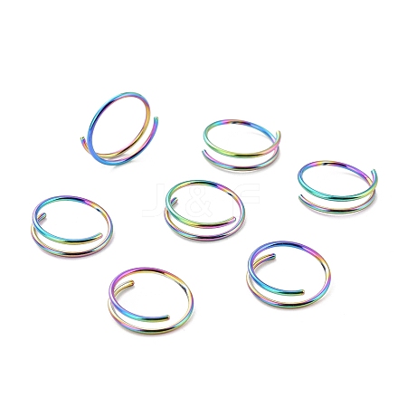 Rainbow Color Double Nose Ring for Single Piercing LS-AJEW-C010-02M-03-1