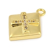 Cross Theme Real 18K Gold Plated Brass Micro Pave Clear Cubic Zirconia Pendants KK-L219-06G-03-2