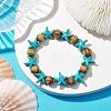 Beach Starfish Dyed Synthetic Turquoise Stretch Bracelets BJEW-JB10293-02-1