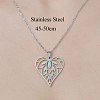 201 Stainless Steel Hollow Heart Pendant Necklace NJEW-OY002-17-3