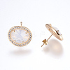 Brass Micro Pave Cubic Zirconia Stud Earring Findings X-ZIRC-G116-27-C01-2