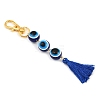 Resin Evil Eye Round Bead & Polyester Tassel Pendant Decorations HJEW-JM04164-03-5