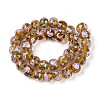 Handmade Lampwork Inner Flower Rondelle Beads Strands LAMP-T022-24C-2