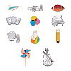 Crafans 11Pcs 11 Style Rugby & Bottle & Piano & Violin & Pencil Enamel Pins JEWB-CF0001-02-11