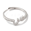 Rack Plating Brass Cubic Zirconia Arabic Letters Adjustable Rings for Women RJEW-S407-10P-07-2