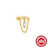 Horse Eye 925 Sterling Silver Micro Pave Clear Cubic Zirconia Cartilage Earrings with Chain FS-WGA2317-01-2