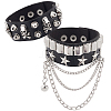 2Pcs 2 Styles Punk Style Imitation Leather Bangles BJEW-CL0001-04B-1