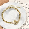 Brass Micro Pave Clear Cubic Zirconia Link Bracelets BJEW-M050-05G-02-1