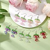 Flower Acrylic & Glass Dangle Earrings EJEW-JE06193-2