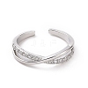 Clear Cubic Zirconia Criss Cross Open Cuff Ring RJEW-E072-02P-2