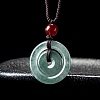 Natural Jadeite Donut/Pi Disc Pendant Necklaces NJEW-F321-03-1