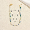 Brass Plastic Round Beads Long Stud Dangle Earrings for Women IU4158-5