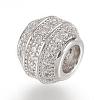 Brass Micro Pave Cubic Zirconia European Beads ZIRC-F062-12-2