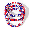 Independence Day Red White Blue Polymer Clay Heishi Beads Bracelets Set MC4796-1