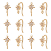 16Pcs Brass Micro Pave Clear Cubic Zirconia Star Earring Hooks KK-UN0005-98-1