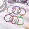 6Pcs Handmade Polymer Clay Heishi Beads Stretch Bracelets for Women BJEW-JB11378-2