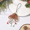 Glass & Braided Nylon Pendant Decoration HJEW-TA00490-1