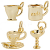 8Pcs 4 Styles Brass Pendants KK-BBC0023-95-1