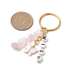 Alloy Enamel Acrylic with Natural Rose Quartz Keychain KEYC-JKC00806-02-3