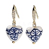 Heart Porcelain Dangle Earrings EJEW-G398-05-1