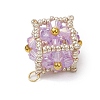 Beaded Cube Charms PALLOY-MZ00440-04-4