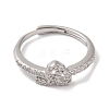 Rack Plating Brass Cubic Zirconia Arabic Letters Adjustable Rings for Women RJEW-S407-10P-01-2