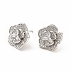 Rack Plating Brass Micro Pave Cubic Zirconia Stud Earrings for Women EJEW-H091-13P-1