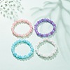 Natural Gemstone & Synthetic Crackle Quartz Round Beaded Stretch Bracelet for Women BJEW-JB08528-2