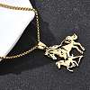 304 Stainless Steel Laser Cut Double Horse Pendant Box Chain Necklaces for Women Men NJEW-E156-03G-3