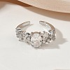Brass Micro Pave Cubic Zirconia Cuff Open Rings RJEW-C163-25B-P-2