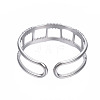 Non-Tarnish 304 Stainless Steel Rectangle Wrap Open Cuff Ring RJEW-T023-67P-2