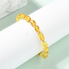 Natural Amber Beaded Stretch Bracelets for Women AJEW-K050-02-3