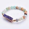 Natural Amazonite Stretch Bracelets BJEW-JB03163-2