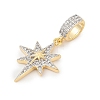 Brass Micro Pave Clear Cubic Zirconia Star European Dangle Charms KK-U058-37G-2