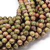 Natural Gemstone Unakite Round Bead Strands G-P075-35-12mm-1