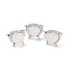 Natural Rose Quartz Dolphin & Heart Adjustable Rings RJEW-K241-02P-01-4