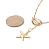304 Stainless Steel Shell with Star Pendant Lariat Necklace for Women NJEW-JN04208-01-4