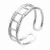 Non-Tarnish 304 Stainless Steel Rectangle Wrap Open Cuff Ring RJEW-T023-67P-3