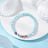 Cat Eye & Handmade Evil Eye Lampwork Round Beaded Stretch Bracelets for Women BJEW-JB12289-01-1