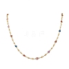304 Stainless Steel Enamel Colorful Heart Link Chain Necklaces for Women NJEW-JN05899-2