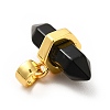 Natural Obsidian Double Terminal Pointed Pendants G-P481-01G-05-3