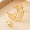 Hollow Out Leaf Alloy Cuff Bangles & Cuff Rings Sets FS-WG2FB6E-01-4