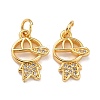 Brass Micro Pave Clear Cubic Zirconia Charms ZIRC-A021-51G-1